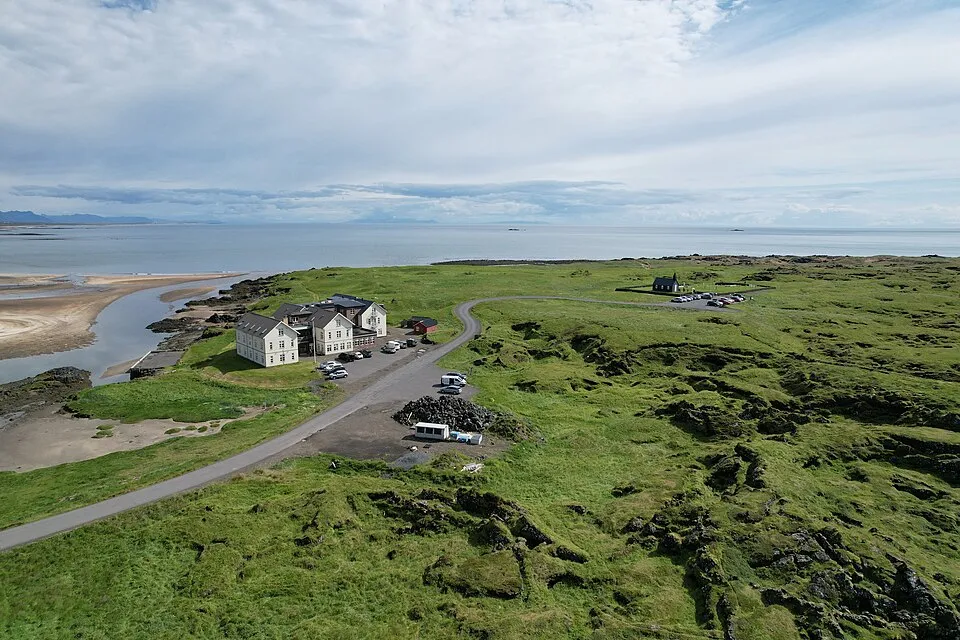 Hotel Búðir alone on the Snæfellsnes coast