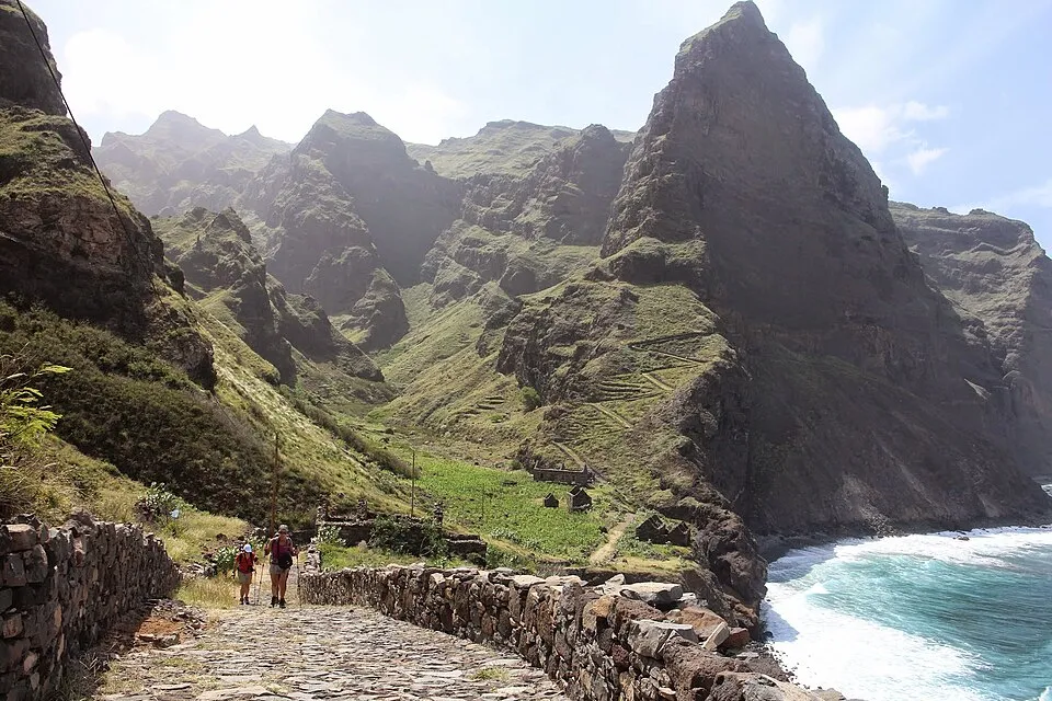 The sheer north-coast cliffs of the trail