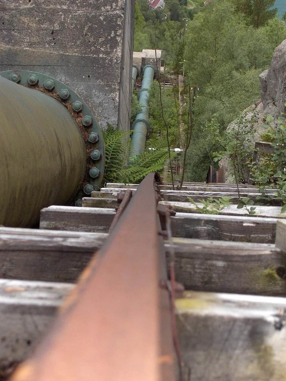 The stairway beside the pipeline