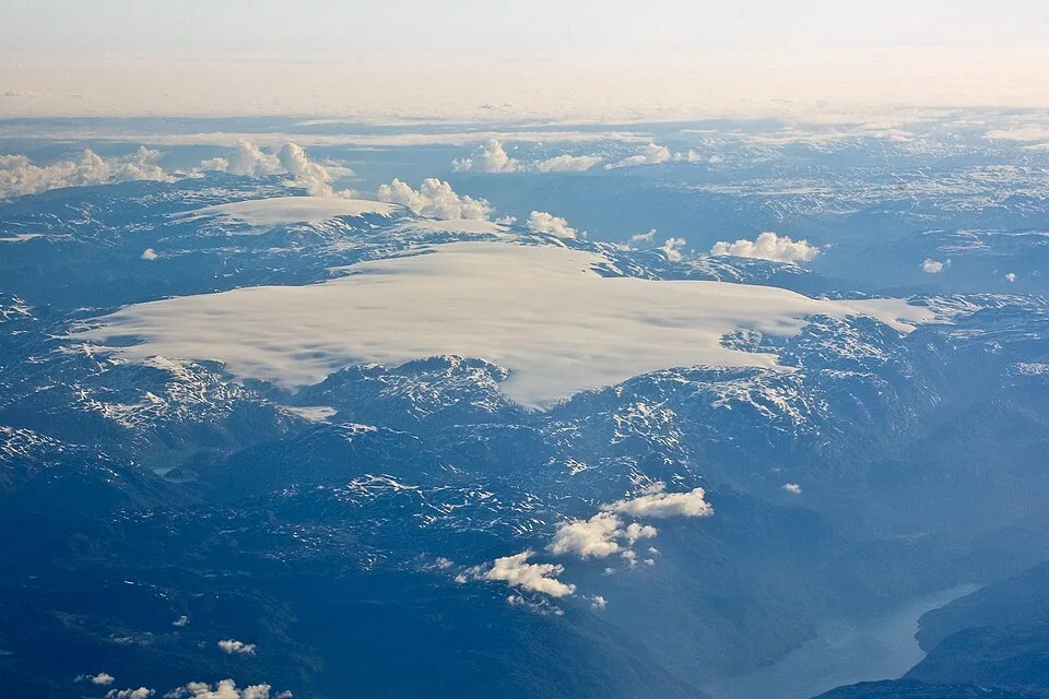 The Folgefonna ice cap from the air