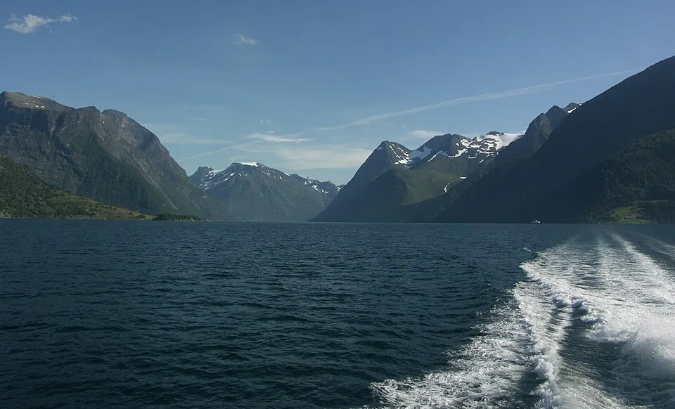 The Sunnmøre Alps rising from the fjord