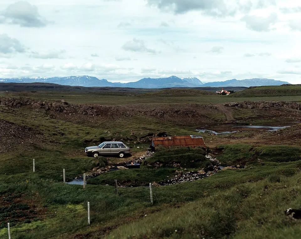 Hrunalaug’s spring and shed, photographed in 1983