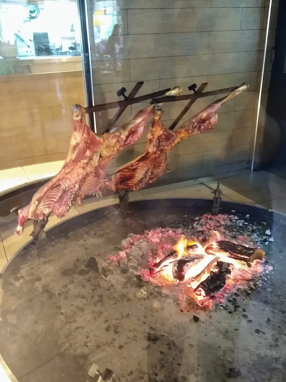 Patagonian lamb roasting at La Tablita