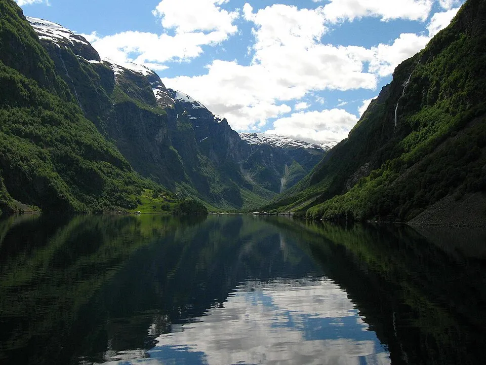 The steep walls of the Nærøyfjord