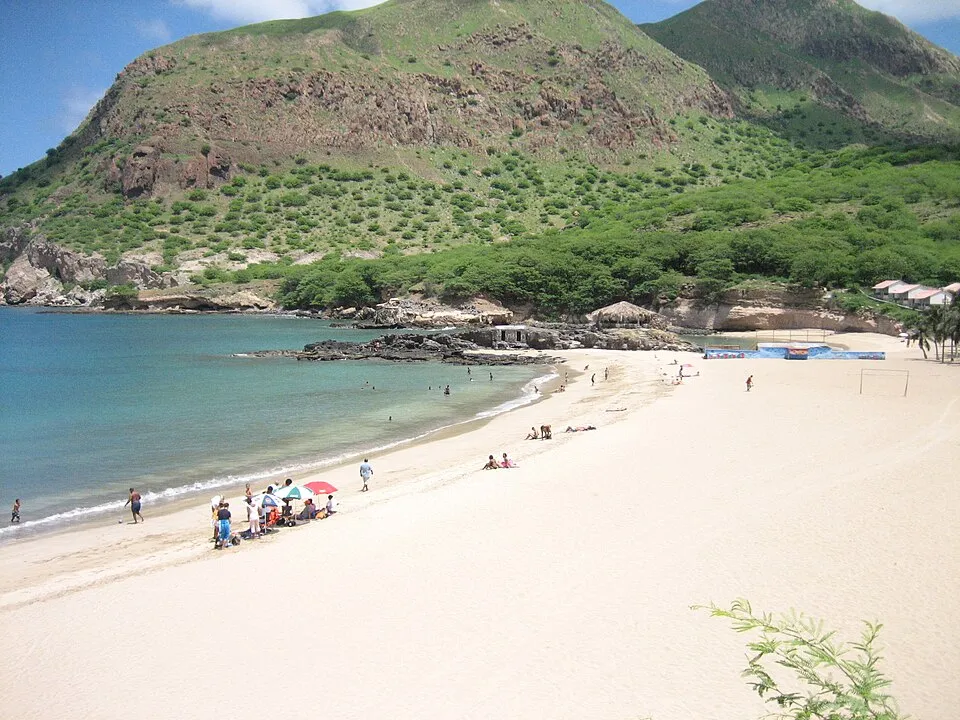 The curved white-sand bay at Tarrafal
