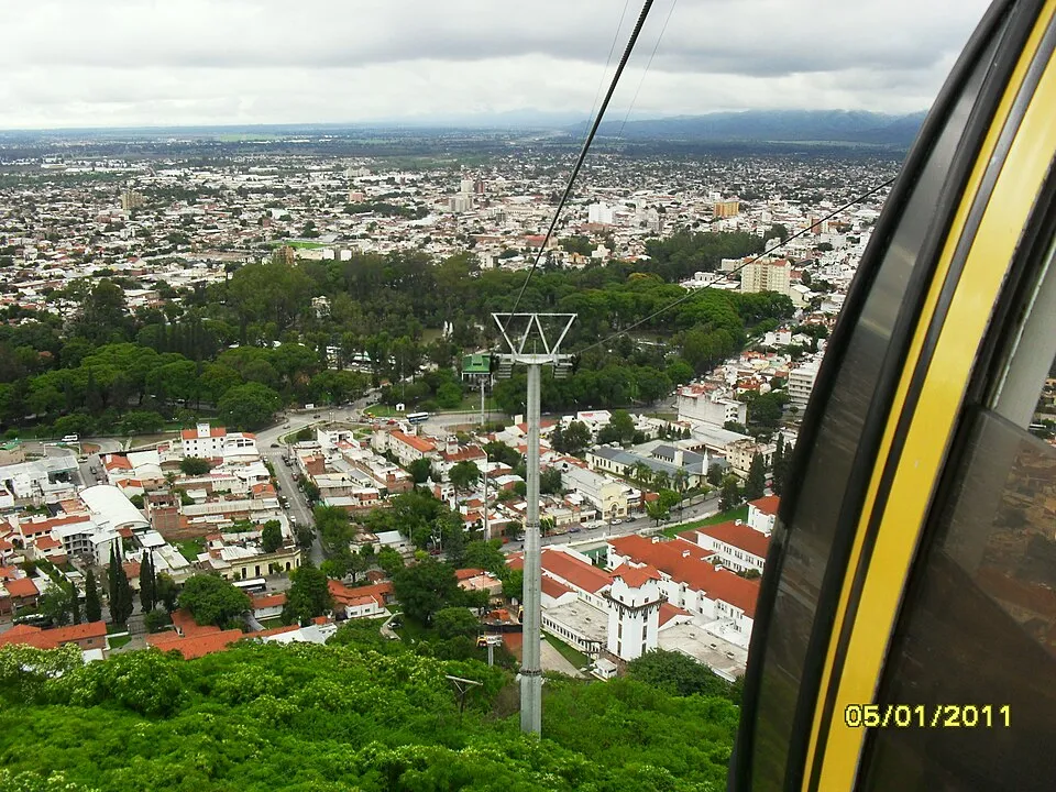 A gondola of the San Bernardo cable car
