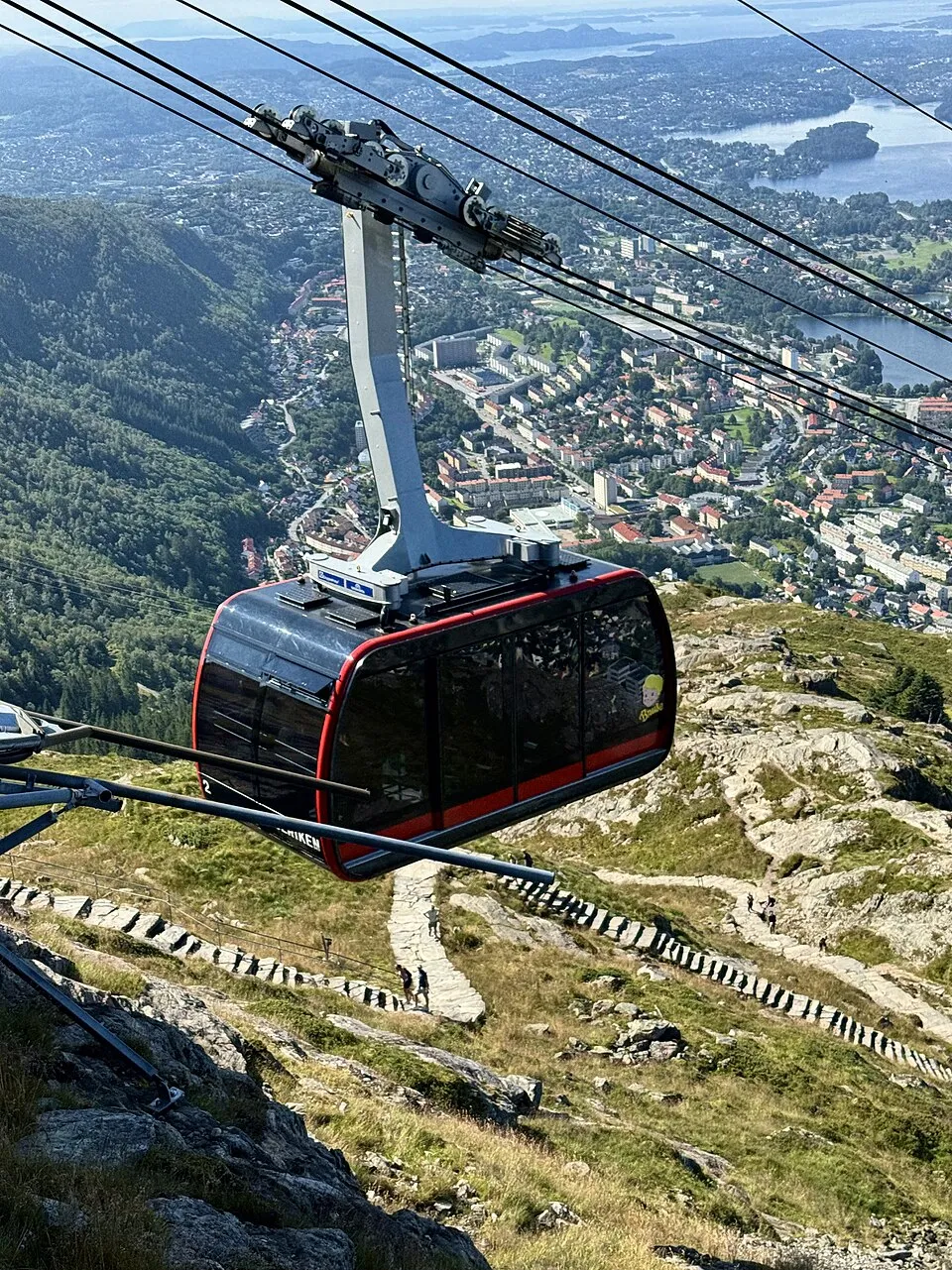 The gondola climbing Ulriken above Bergen